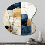 Organic Simplicity Minimal Geometry Navy Blue III - Asymmetric Metal Wall Art