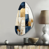 Organic Simplicity Minimal Geometry Navy Blue III - Asymmetric Metal Wall Art