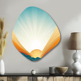 Bold Graphic Sunset in Teal and Orange - Asymmetric Metal Wall Art