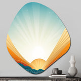 Bold Graphic Sunset in Teal and Orange - Asymmetric Metal Wall Art