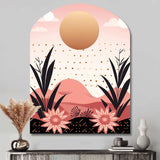 Serene Abstract Landscape In Retro Pastel I - Asymmetric Metal Wall Art