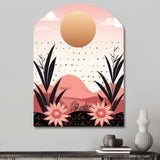 Serene Abstract Landscape In Retro Pastel I - Asymmetric Metal Wall Art