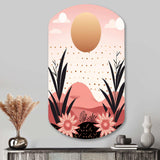 Serene Abstract Landscape In Retro Pastel I - Asymmetric Metal Wall Art