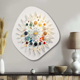 Visionary Dream Retro Mandala On White IX - Asymmetric Metal Wall Art