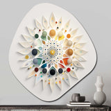 Visionary Dream Retro Mandala On White IX - Asymmetric Metal Wall Art