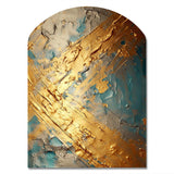 Exquisite Evening Glow Vintage Gold On Teal I - Asymmetric Metal Wall Art