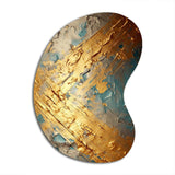 Exquisite Evening Glow Vintage Gold On Teal I - Asymmetric Metal Wall Art