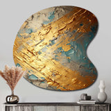 Exquisite Evening Glow Vintage Gold On Teal I - Asymmetric Metal Wall Art