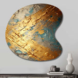 Exquisite Evening Glow Vintage Gold On Teal I - Asymmetric Metal Wall Art