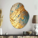 Exquisite Evening Glow Vintage Gold On Teal I - Asymmetric Metal Wall Art