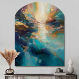 Spirited Ocean Sunset in Shades of Blue I - Asymmetric Metal Wall Art