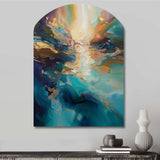 Spirited Ocean Sunset in Shades of Blue I - Asymmetric Metal Wall Art