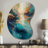 Spirited Ocean Sunset in Shades of Blue I - Asymmetric Metal Wall Art