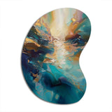 Spirited Ocean Sunset in Shades of Blue I - Asymmetric Metal Wall Art