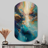 Spirited Ocean Sunset in Shades of Blue I - Asymmetric Metal Wall Art