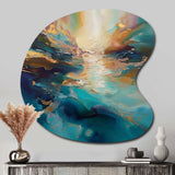 Spirited Ocean Sunset in Shades of Blue I - Asymmetric Metal Wall Art