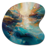 Spirited Ocean Sunset in Shades of Blue I - Asymmetric Metal Wall Art