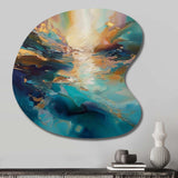 Spirited Ocean Sunset in Shades of Blue I - Asymmetric Metal Wall Art