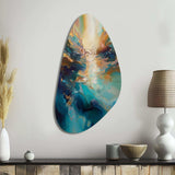 Spirited Ocean Sunset in Shades of Blue I - Asymmetric Metal Wall Art