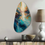 Spirited Ocean Sunset in Shades of Blue I - Asymmetric Metal Wall Art