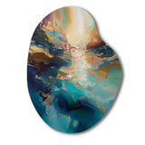 Spirited Ocean Sunset in Shades of Blue I - Asymmetric Metal Wall Art