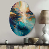 Spirited Ocean Sunset in Shades of Blue I - Asymmetric Metal Wall Art