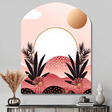 Boho Dreams Abstract Landscape In Vintage Pink I - Asymmetric Metal Wall Art