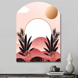 Boho Dreams Abstract Landscape In Vintage Pink I - Asymmetric Metal Wall Art