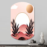 Boho Dreams Abstract Landscape In Vintage Pink I - Asymmetric Metal Wall Art