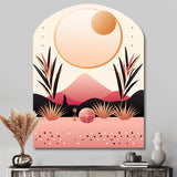 Boho Dreams Abstract Landscape In Vintage Pink III - Asymmetric Metal Wall Art