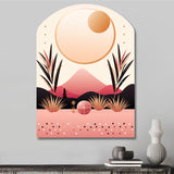 Boho Dreams Abstract Landscape In Vintage Pink III - Asymmetric Metal Wall Art