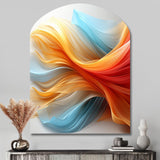 Contemporary Abstract Waves Orange And Blue - Asymmetric Metal Wall Art