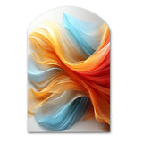 Contemporary Abstract Waves Orange And Blue - Asymmetric Metal Wall Art