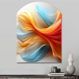 Contemporary Abstract Waves Orange And Blue - Asymmetric Metal Wall Art