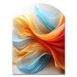 Contemporary Abstract Waves Orange And Blue - Asymmetric Metal Wall Art