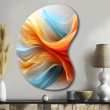 Contemporary Abstract Waves Orange And Blue - Asymmetric Metal Wall Art