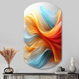 Contemporary Abstract Waves Orange And Blue - Asymmetric Metal Wall Art