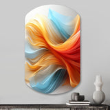 Contemporary Abstract Waves Orange And Blue - Asymmetric Metal Wall Art