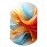 Contemporary Abstract Waves Orange And Blue - Asymmetric Metal Wall Art