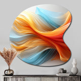 Contemporary Abstract Waves Orange And Blue - Asymmetric Metal Wall Art