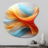 Contemporary Abstract Waves Orange And Blue - Asymmetric Metal Wall Art