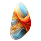 Contemporary Abstract Waves Orange And Blue - Asymmetric Metal Wall Art