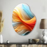 Contemporary Abstract Waves Orange And Blue - Asymmetric Metal Wall Art