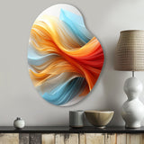 Contemporary Abstract Waves Orange And Blue - Asymmetric Metal Wall Art