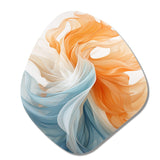 Liquid Purity Ink Wave Abstract Blue And Orange - Asymmetric Metal Wall Art