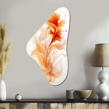 Watercolor Modern Floral In Orange - Asymmetric Metal Wall Art