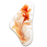 Watercolor Modern Floral In Orange - Asymmetric Metal Wall Art