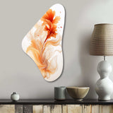 Watercolor Modern Floral In Orange - Asymmetric Metal Wall Art