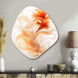 Watercolor Modern Floral In Orange - Asymmetric Metal Wall Art