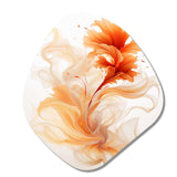 Watercolor Modern Floral In Orange - Asymmetric Metal Wall Art